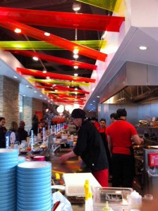 Yo! Sushi cuts a colourful pattern.